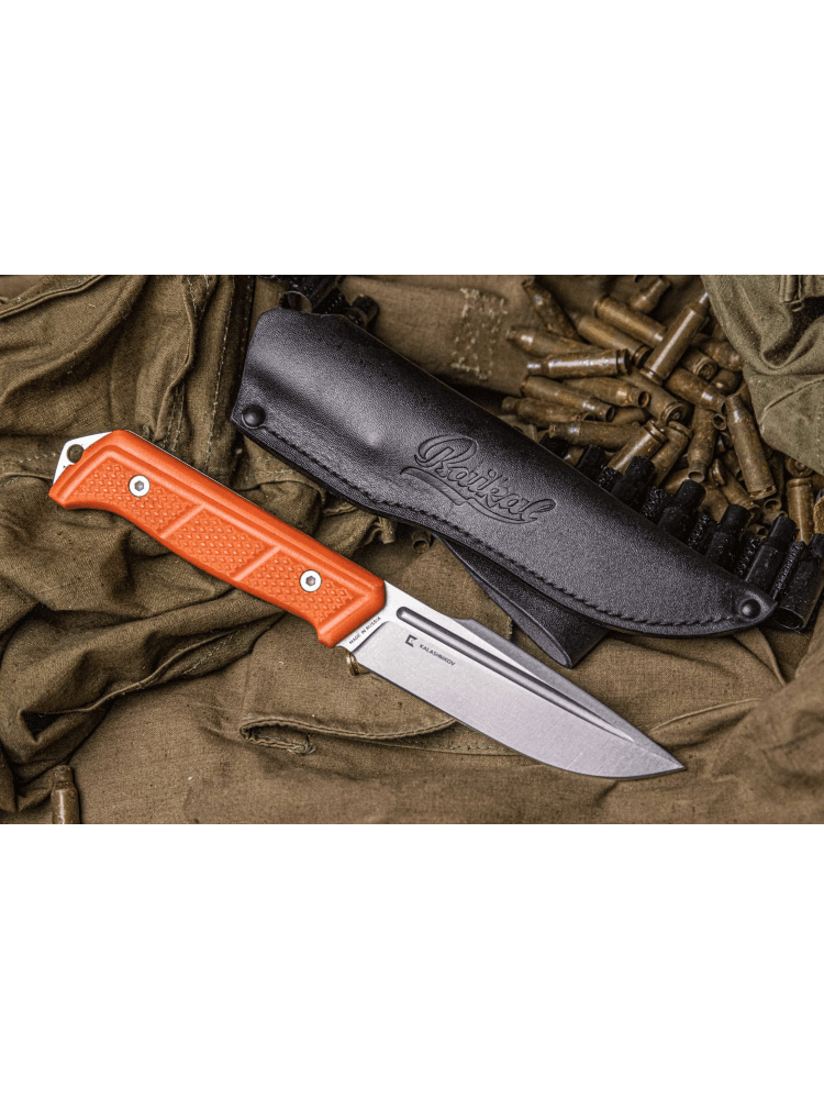 Нож «Baikal» D2, StoneWash, G10, оранжевый, фото 4