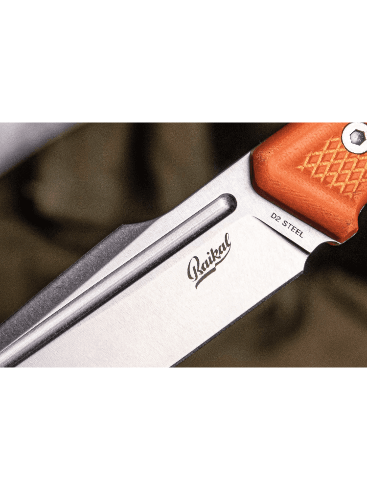 Нож «Baikal» D2, StoneWash, G10, оранжевый, фото 3