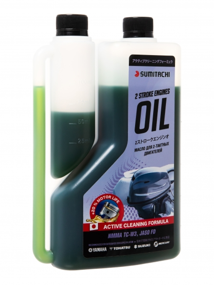 Масло SUMITACHI 2-STROKE ENGINES OIL TC-W3 с дозатором, 1л, фото 1