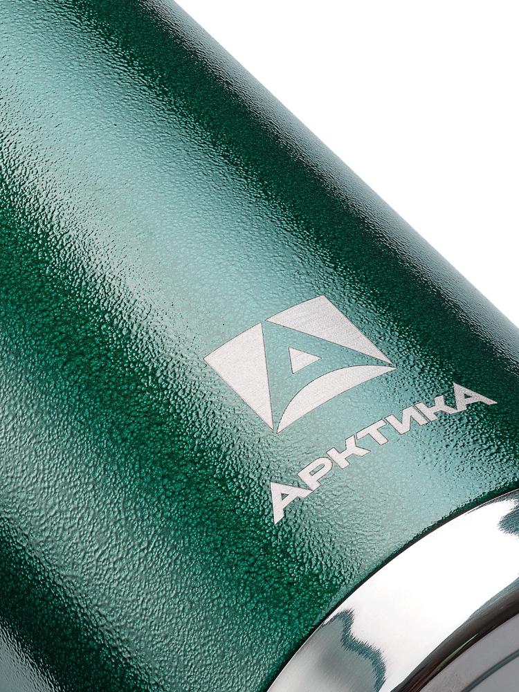 Термос «Арктика» с узким горлом и молотковой эмалью, зелёный, 0.5л, фото 3