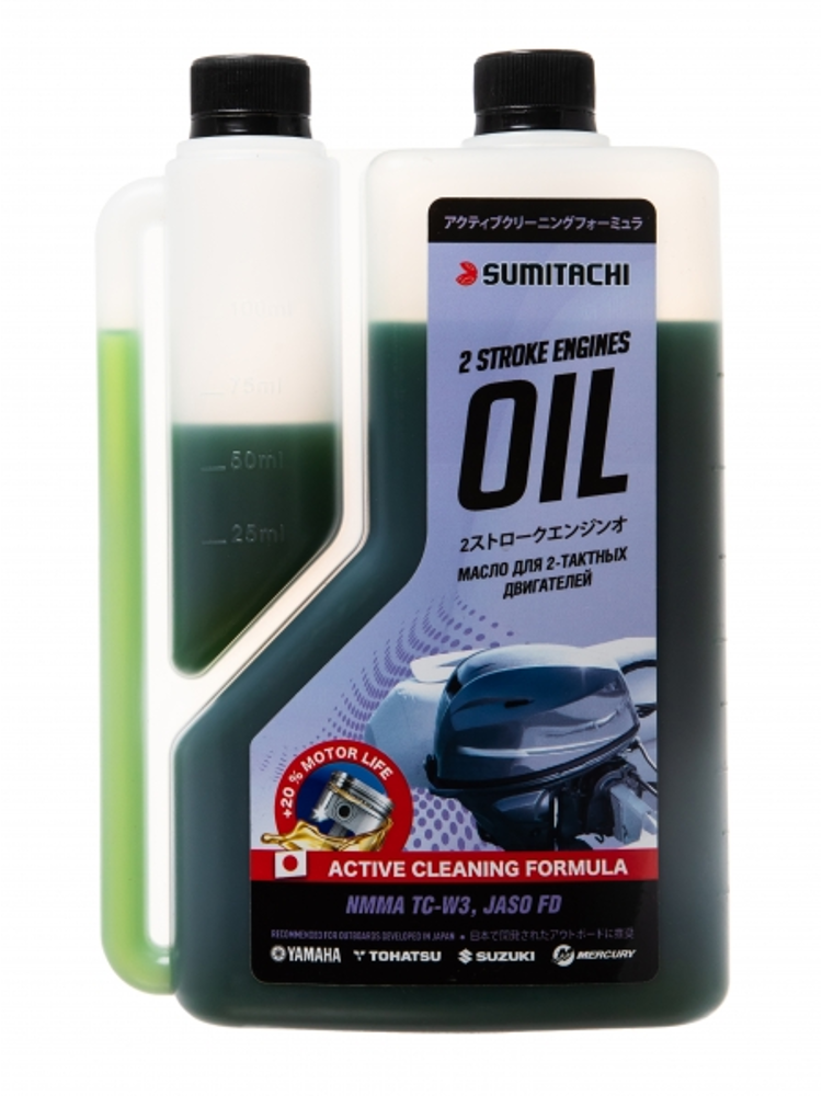 Масло SUMITACHI 2-STROKE ENGINES OIL TC-W3 с дозатором, 1л, фото 2